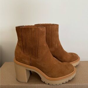 Dolce Vita Brown Suede Heeled Boots - Caster Waterproof